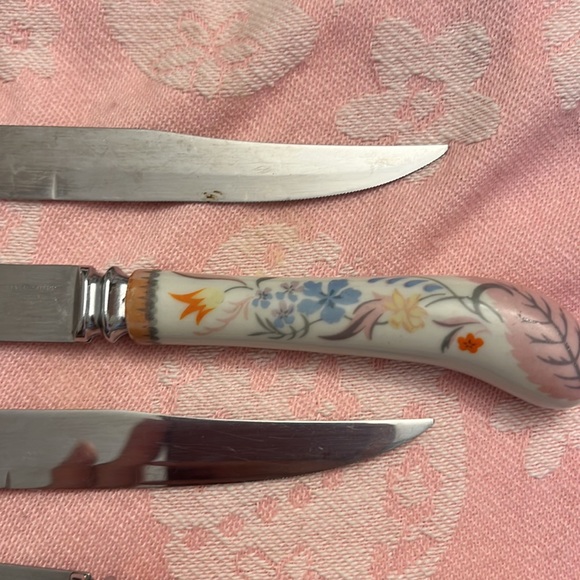 Rare Set Regent Sheffield Forever Sharp Steak Knives Porcelain Handles Set Of 6 - Picture 4 of 7